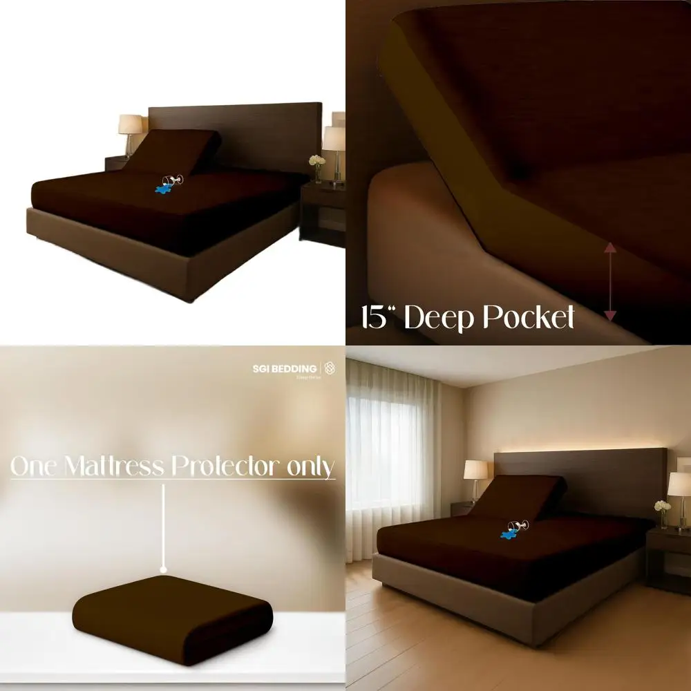 Queen Size Waterproof Mattress Protector - 60x80, 34 Top, 18 Pocket, Breathable & Quiet for Adjustable Beds, Chocolate
Queen Size Waterproof Mattress Protector - 60x80, 34 Top, 18 Pocket, Breathable & Quiet for Adjustable Beds, Chocolate