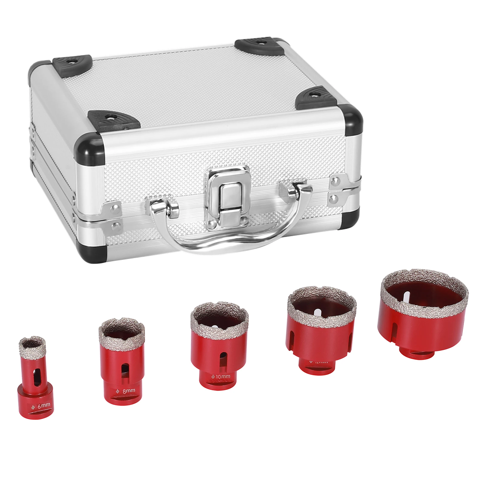 5pcs 6/8/10/12/14mm Diamond Hole Saw kits M14 Diamond Core Bit With Aluminum Case,Cutting Ceramic Marble Porcelain Glass Tiles
5pcs 6/8/10/12/14mm Diamond Hole Saw kits M14 Diamond Core Bit With Aluminum Case,Cutting Ceramic Marble Porcelain Glass Tiles