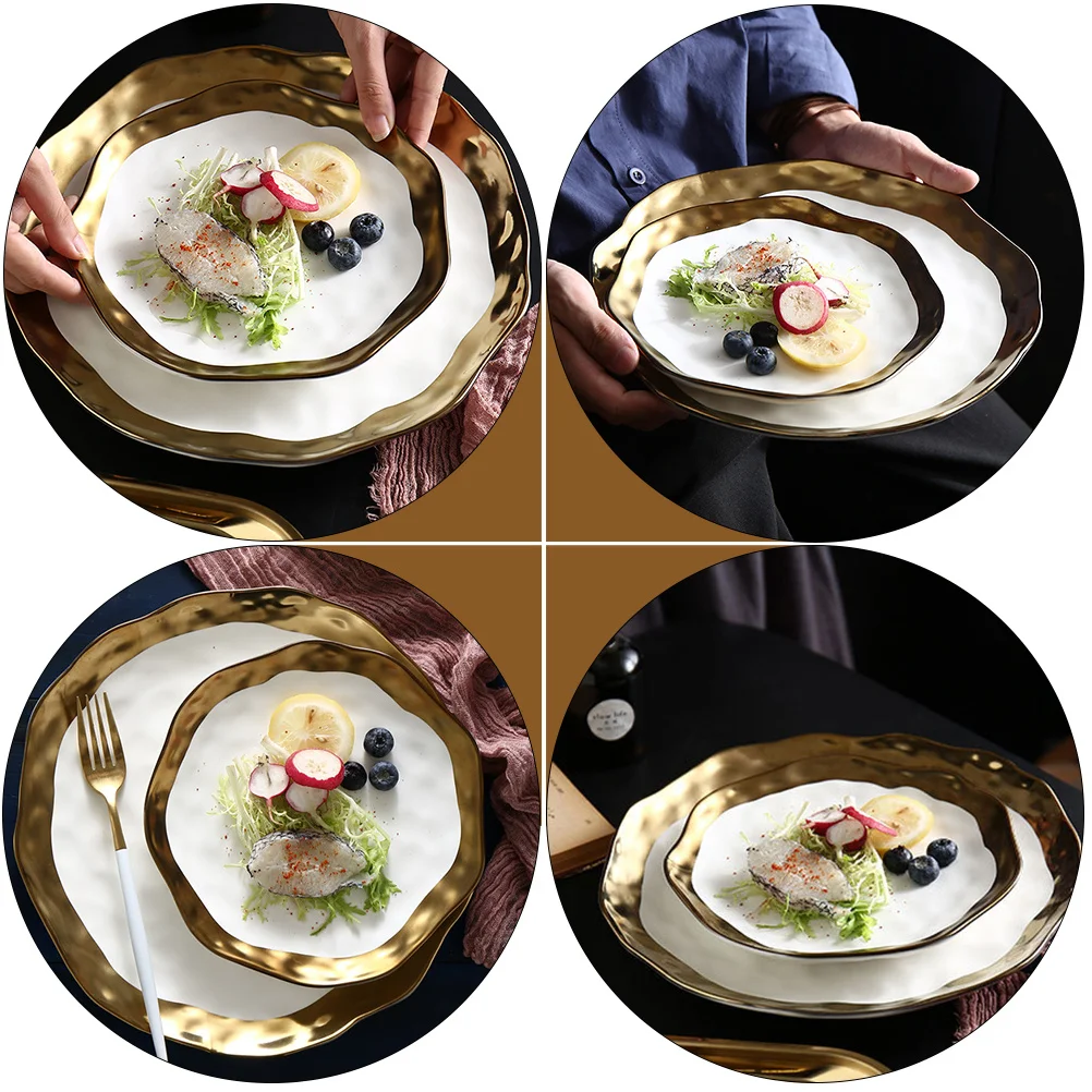 1Pcs European Style Gilt-Edge Ceramic Steak Plate Chic Western Food Serving Dish Household Kitchen Tableware Serving
1Pcs European Style Gilt-Edge Ceramic Steak Plate Chic Western Food Serving Dish Household Kitchen Tableware Serving