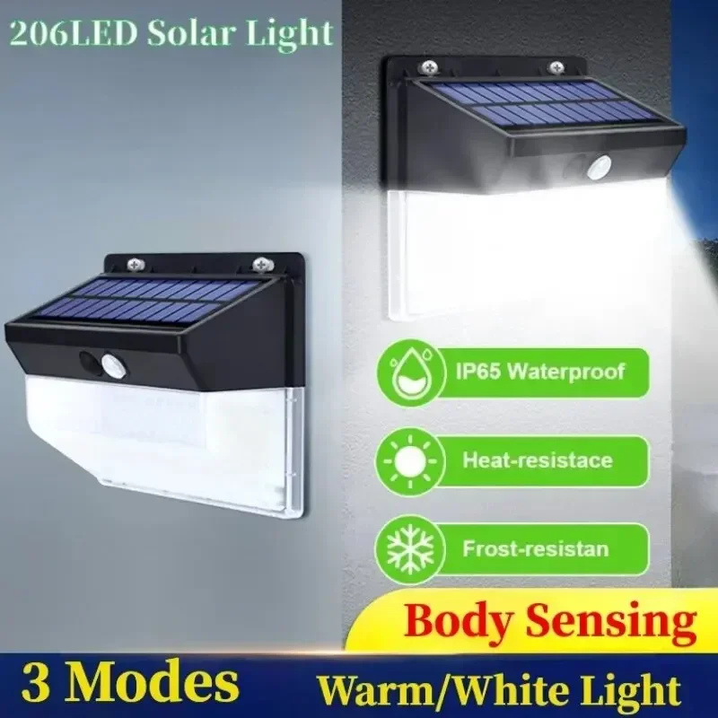 206 LED Super Bright Outdoor Solar Light Motion Sensor Waterproof Security Wall Light for Outside Pathway Garden Garage Lamp
206 LED Super Bright Outdoor Solar Light Motion Sensor Waterproof Security Wall Light for Outside Pathway Garden Garage Lamp