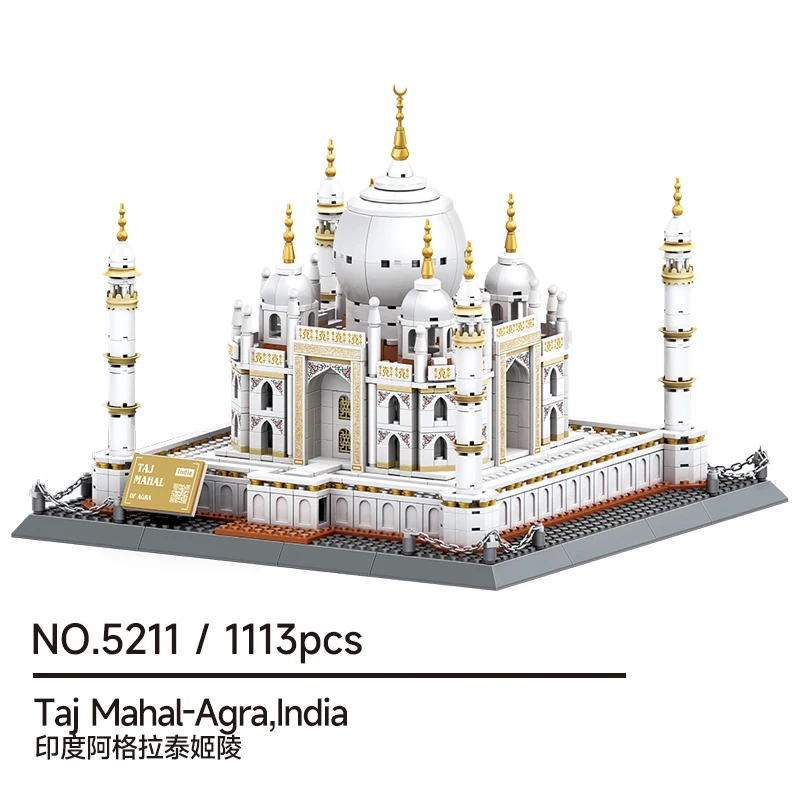 Taj Mahal MOC Model, 1113 Pcs Mini DIY Architecture Toy for All Ages & Display
Taj Mahal MOC Model, 1113 Pcs Mini DIY Architecture Toy for All Ages & Display