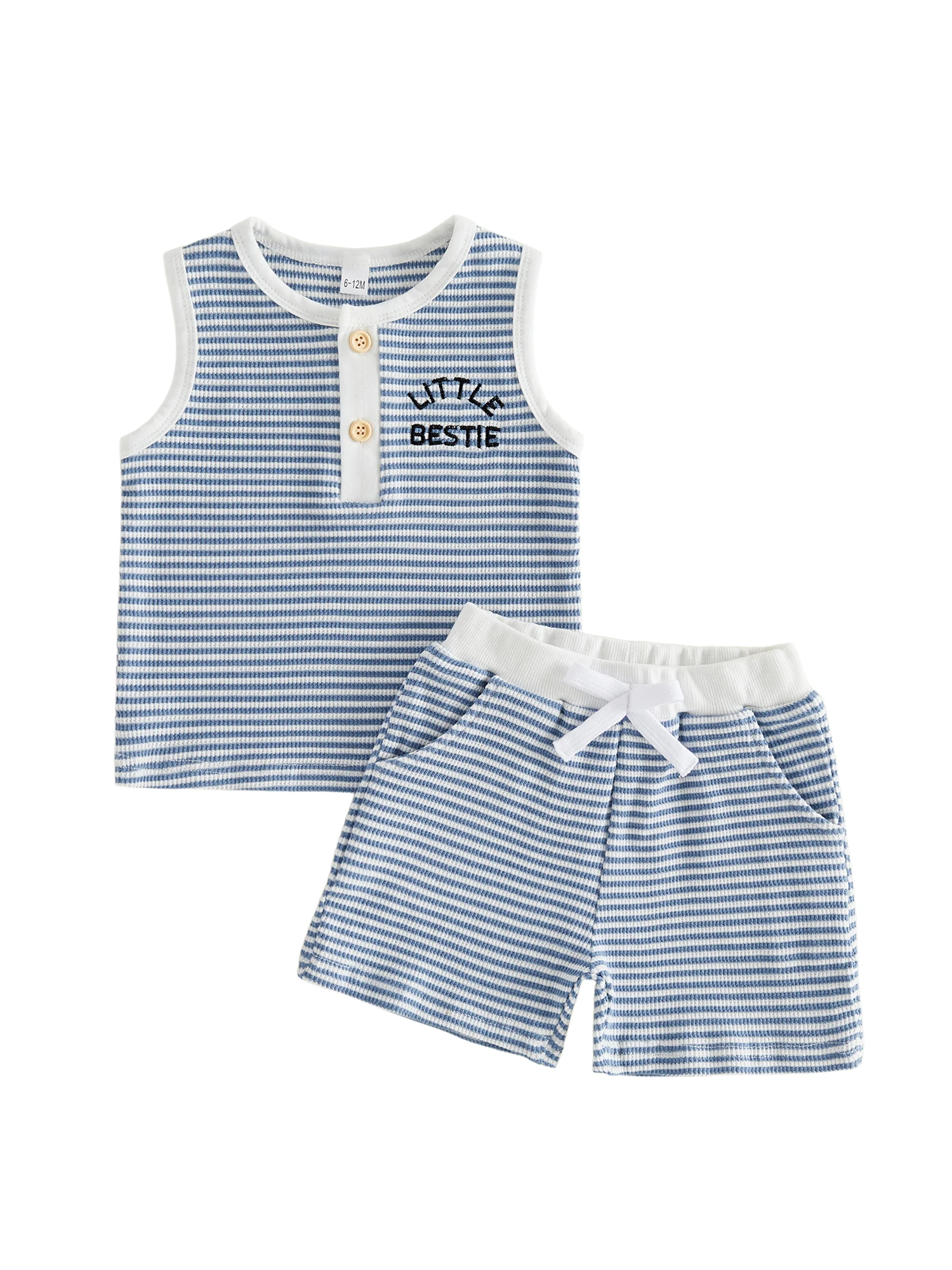 Toddler Boy 2 Piece Clothing Set with Embroidered Letters Striped Tank Top and Elastic Waist Shorts for Summer - Kids Fashion
Toddler Boy 2 Piece Clothing Set with Embroidered Letters Striped Tank Top and Elastic Waist Shorts for Summer - Kids Fashion