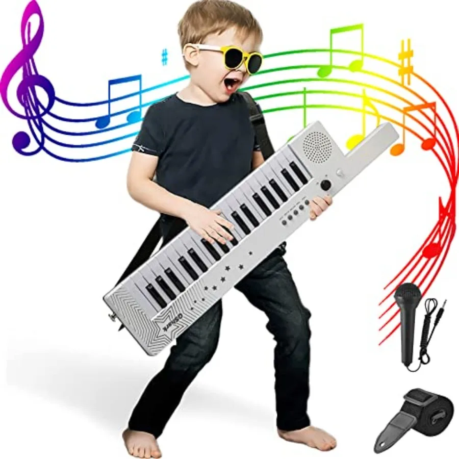 37-Key Digital Piano Keyboard Portable Keytar with Microphone and Carry Strap 4 Tones 4 Rhythms 10 Demo Songs Rechargeable Whit
37-Key Digital Piano Keyboard Portable Keytar with Microphone and Carry Strap 4 Tones 4 Rhythms 10 Demo Songs Rechargeable Whit