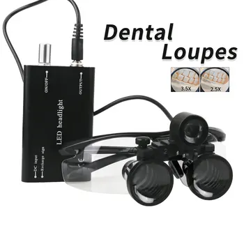 Dental Loupe 2.5X 3.5X Magnifying Glass with LED Light Glasses Surgical Magnifying Glass Dental Medical Magnifying Glass