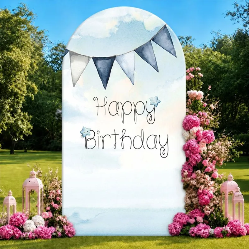 Single Side Arch Backdrop Cover Elegant Birthday Background Banner with Sky Motif Bunting and Floral Arrangements for Festive
Single Side Arch Backdrop Cover Elegant Birthday Background Banner with Sky Motif Bunting and Floral Arrangements for Festive