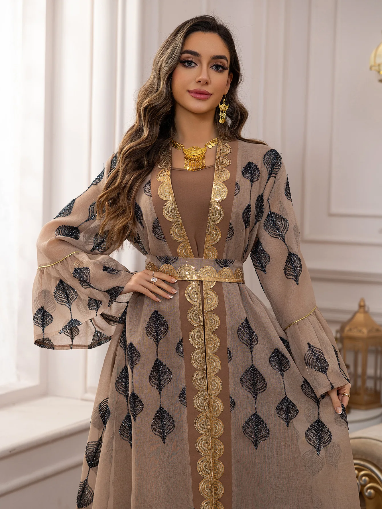 2PCS Muslim Flare Sleeve Abaya Sequin Embroidery Kimono Jalabiya Robe Kaftan Women Islam Evening Party Dress Eid Ramadan Caftan
2PCS Muslim Flare Sleeve Abaya Sequin Embroidery Kimono Jalabiya Robe Kaftan Women Islam Evening Party Dress Eid Ramadan Caftan