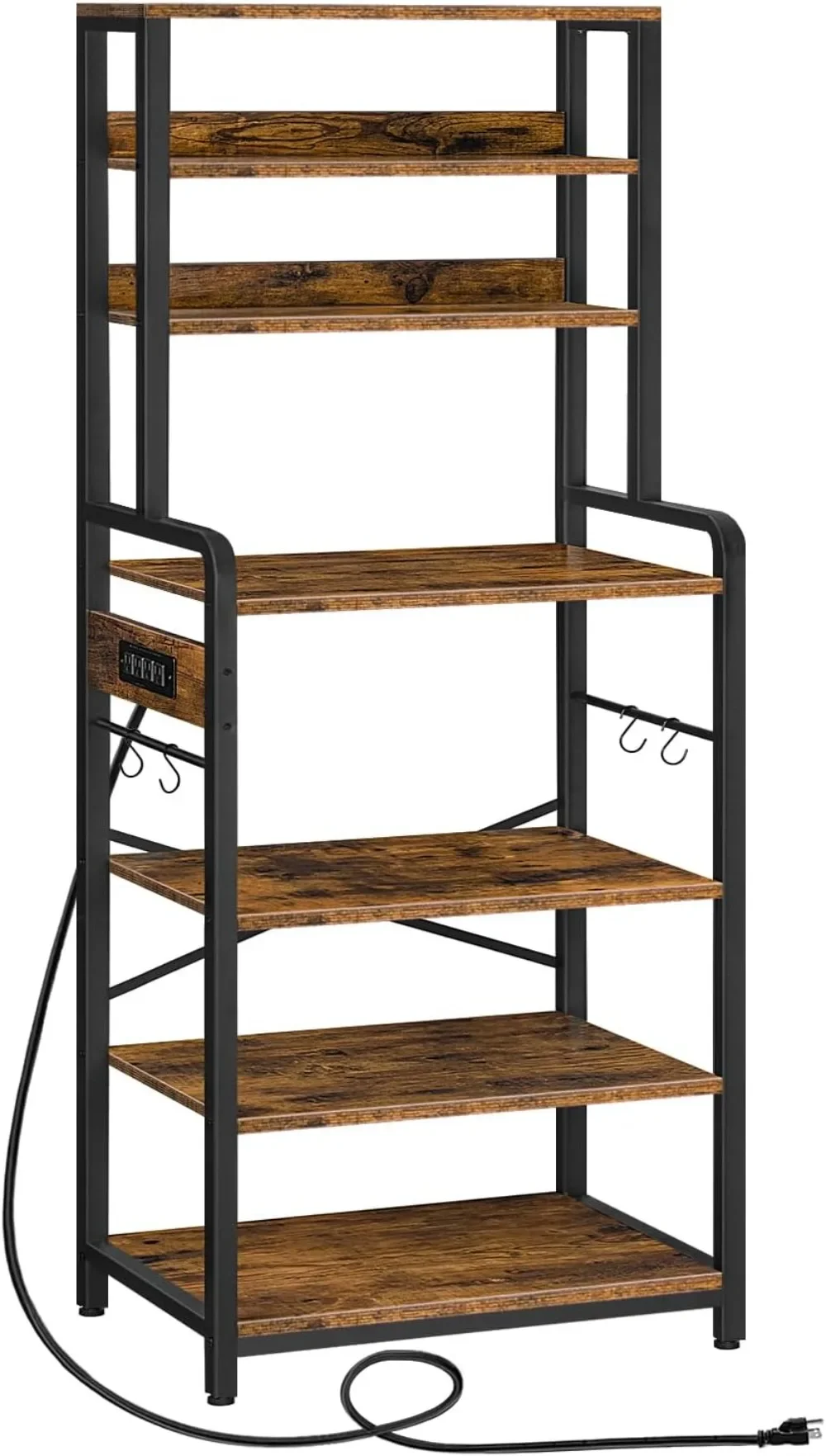 Bakers Rack with Power Outlet, 68.1inch Height Microwave Stand with 4 S-Shaped Hooks, 7-Tier Kitchen Storage Shelf Rack 
Bakers Rack with Power Outlet, 68.1inch Height Microwave Stand with 4 S-Shaped Hooks, 7-Tier Kitchen Storage Shelf Rack