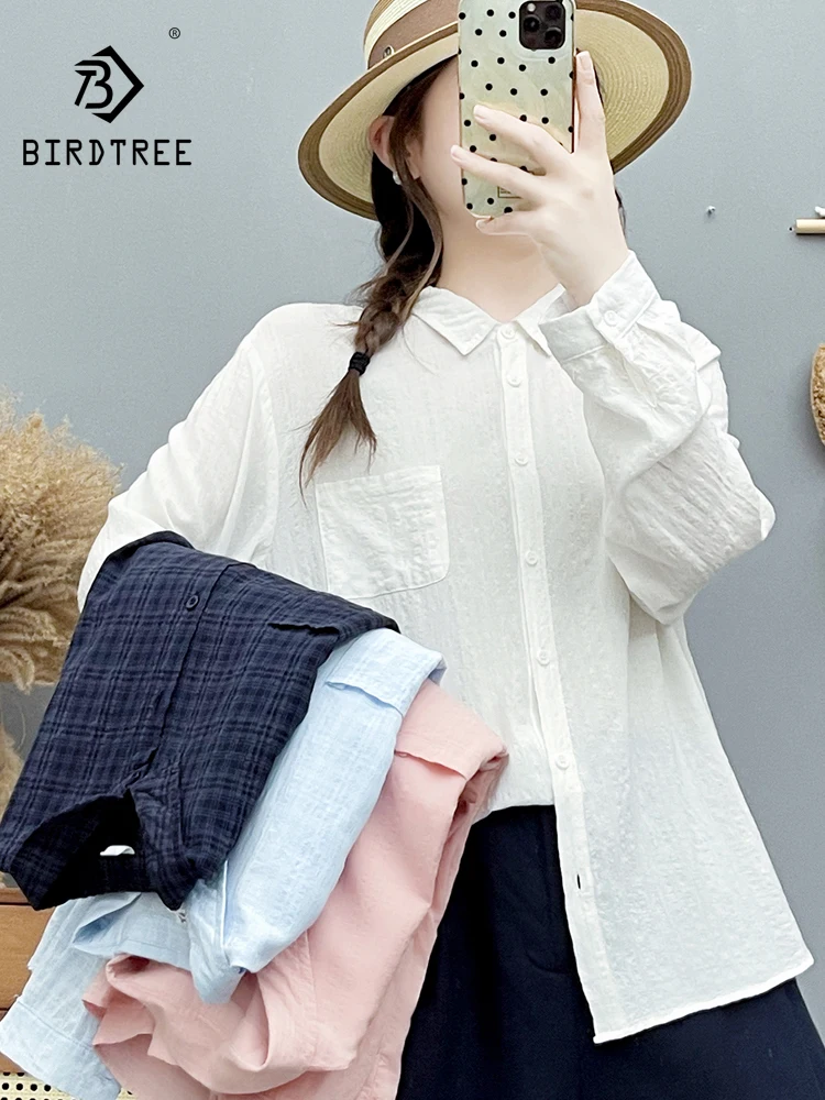 New 2026 Summer Women Puff Cotton Long Sleeve Shirt, Turn-down Collar Plaid, Mori Girl Japan Style Thin Loose Blouse T66990CC
New 2026 Summer Women Puff Cotton Long Sleeve Shirt, Turn-down Collar Plaid, Mori Girl Japan Style Thin Loose Blouse T66990CC