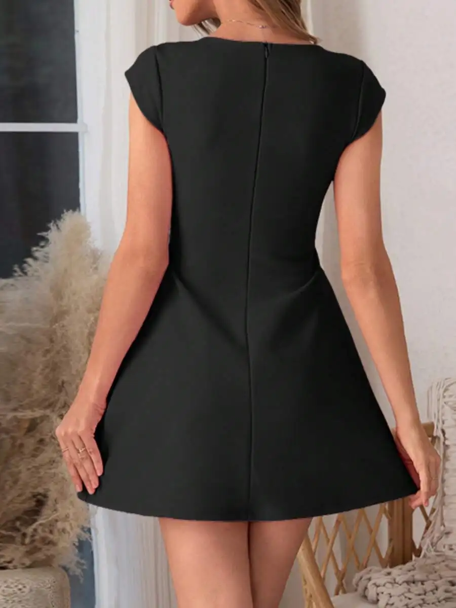 Womens Solid Color Elegant Waist Cinching Short Cocktail Dress For Dates Parties
Womens Solid Color Elegant Waist Cinching Short Cocktail Dress For Dates Parties