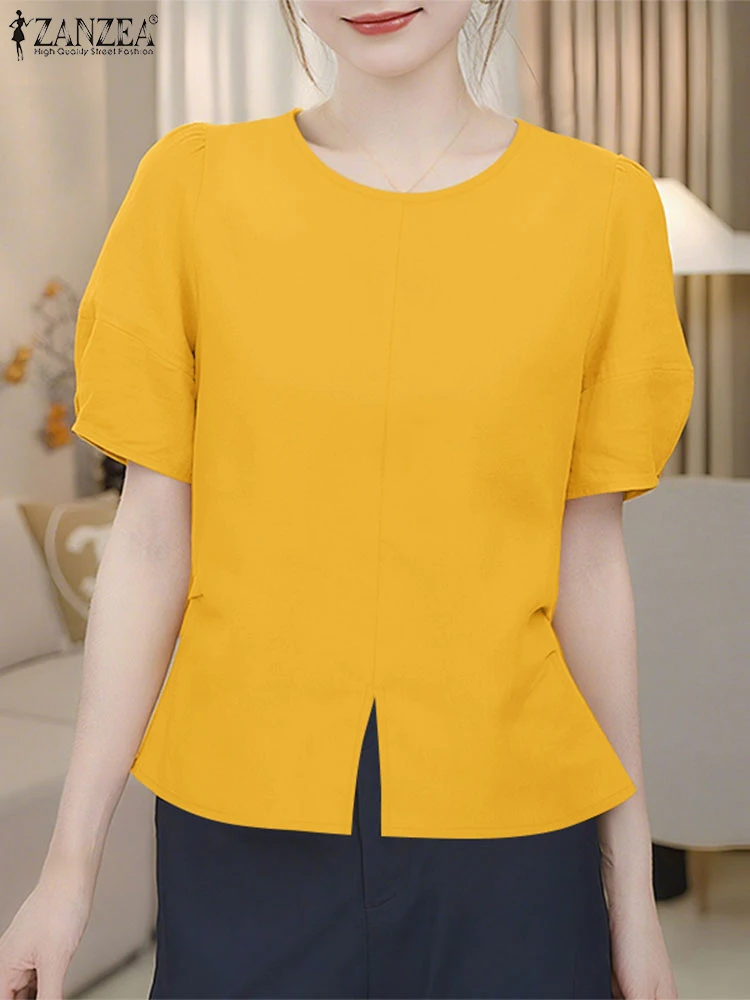 2025 ZANZEA Elegant Women Blouses Summer Solid Work Shirts O Neck Short Sleeve Blusas Stylish Casual Office OL Tops Mujer Femme
2025 ZANZEA Elegant Women Blouses Summer Solid Work Shirts O Neck Short Sleeve Blusas Stylish Casual Office OL Tops Mujer Femme