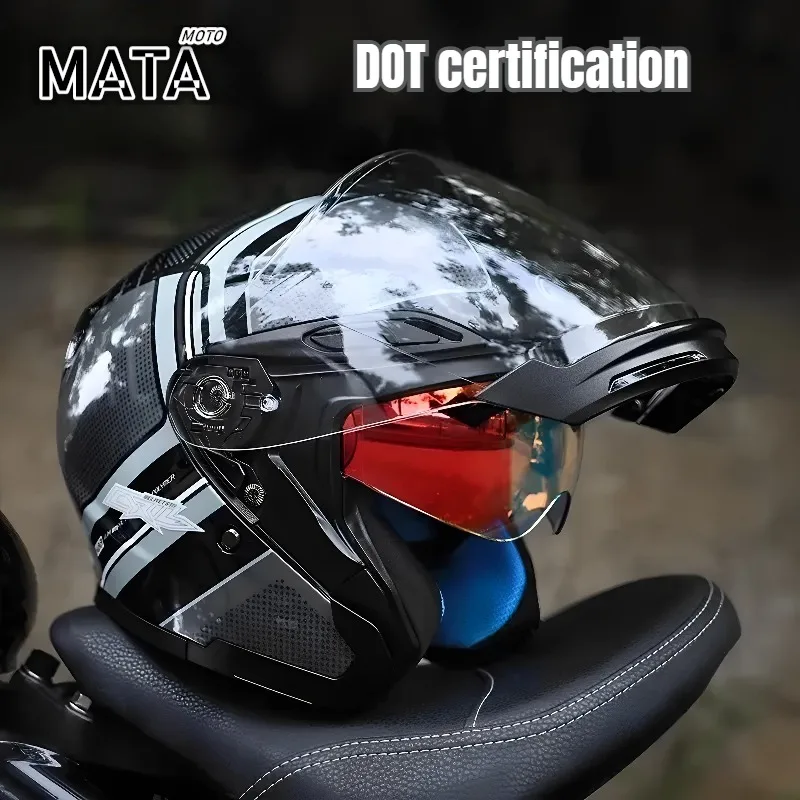 Motorcycle 3/4 Helmet Double Lens Electric Bike Riding Helmet Capacetes Para Moto DOT ECE Certification Capacetes De Moto
Motorcycle 3/4 Helmet Double Lens Electric Bike Riding Helmet Capacetes Para Moto DOT ECE Certification Capacetes De Moto