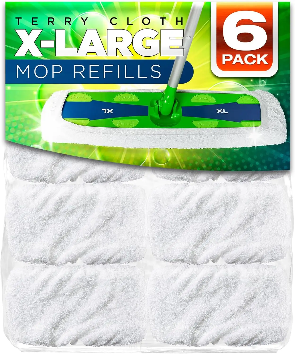 XL Mop Pads Compatible with XL (6 Pack) - Extra Large Wet and Dry Pads Refills - Covers Reusable Mop Heads (Handle i
XL Mop Pads Compatible with XL (6 Pack) - Extra Large Wet and Dry Pads Refills - Covers Reusable Mop Heads (Handle i