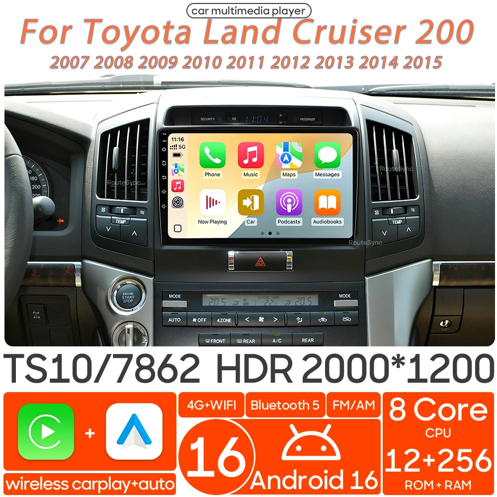 Android 16 for Toyota Land Cruiser 200 2007 - 2015 Car Multimedia Player Carplay Auto Radio Video Wifi Navigation GPS 2din DSP
Android 16 for Toyota Land Cruiser 200 2007 - 2015 Car Multimedia Player Carplay Auto Radio Video Wifi Navigation GPS 2din DSP
