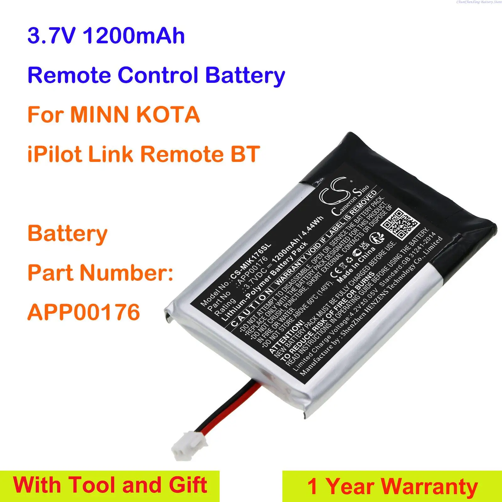 Cameron Sino 3.7V 1200mAh Remote Control Battery APP00176 for MINN KOTA iPilot Link Remote BT +Tool
Cameron Sino 3.7V 1200mAh Remote Control Battery APP00176 for MINN KOTA iPilot Link Remote BT +Tool