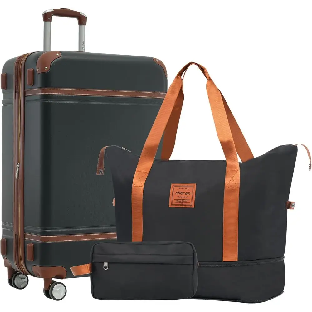 24-Inch Hardside Luggage Set, 3-Piece Expandable Spinner Suitcase with TSA Lock, Vintage Style, Lightweight (Black)
24-Inch Hardside Luggage Set, 3-Piece Expandable Spinner Suitcase with TSA Lock, Vintage Style, Lightweight (Black)
