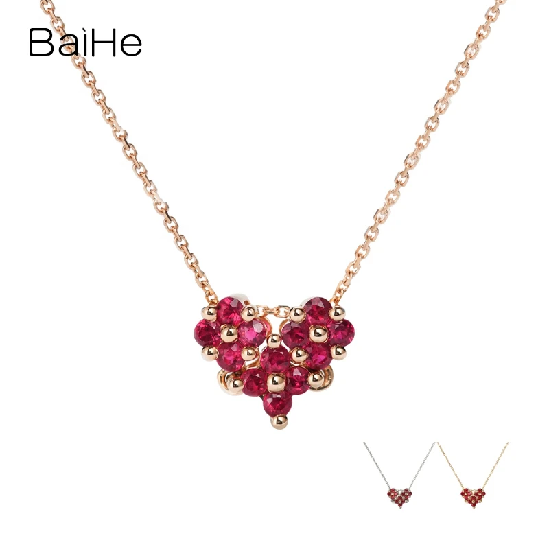 BAIHE Solid 18K Rose Gold Natural Ruby Heart Pendant Necklace Women Trendy Daily Fine Jewelry Collar corazón Sydän kaulakoru
BAIHE Solid 18K Rose Gold Natural Ruby Heart Pendant Necklace Women Trendy Daily Fine Jewelry Collar corazón Sydän kaulakoru