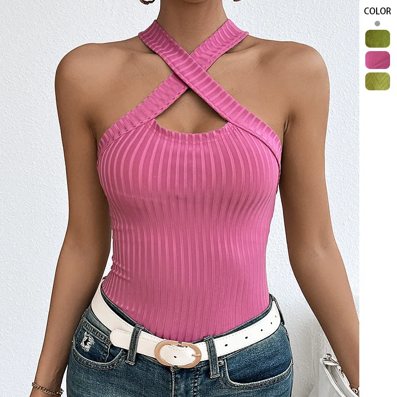 New Product: Sleeveless, Halter-neck, Brushed Ribbed Knit T-shirt Top, Fashionable And Versatile
New Product: Sleeveless, Halter-neck, Brushed Ribbed Knit T-shirt Top, Fashionable And Versatile