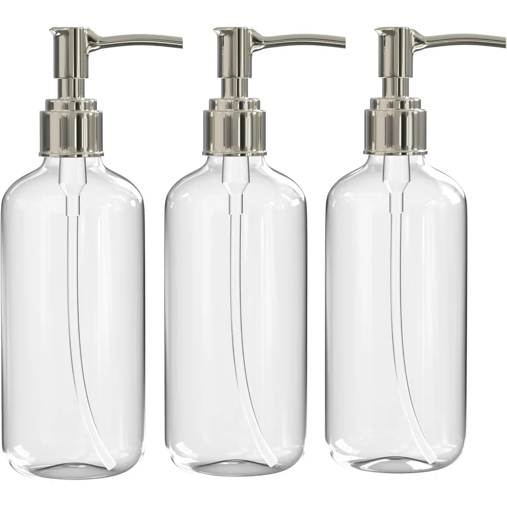 Clear soap dispenser with anti-rust pump (3 pack) plastic hand sanitizer bottles for bathroom and kitchen
Clear soap dispenser with anti-rust pump (3 pack) plastic hand sanitizer bottles for bathroom and kitchen
