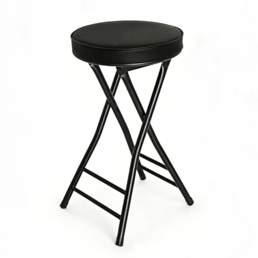 Folding Stool, 24 Inch Foldable Portable Collapsible Height Bar Stool Chair, Adult Tall Leather Padded Chair for Kitchen Living
Folding Stool, 24 Inch Foldable Portable Collapsible Height Bar Stool Chair, Adult Tall Leather Padded Chair for Kitchen Living