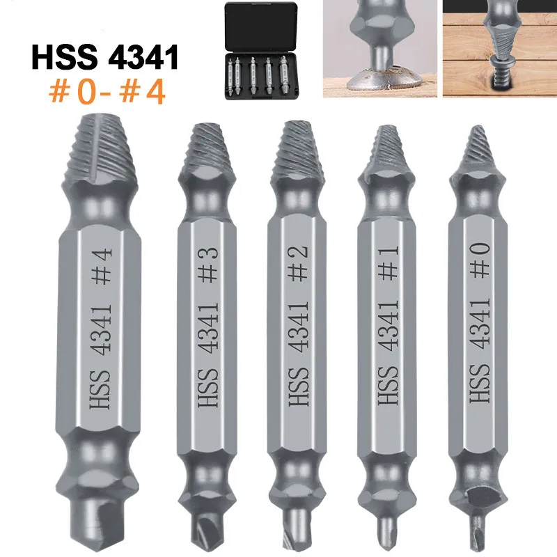 5pcs Material Damaged Screw Extractor Drill Bits Guide Set Broken Speed Out Easy out Bolt Stud Stripped Screw Remover Tool
5pcs Material Damaged Screw Extractor Drill Bits Guide Set Broken Speed Out Easy out Bolt Stud Stripped Screw Remover Tool