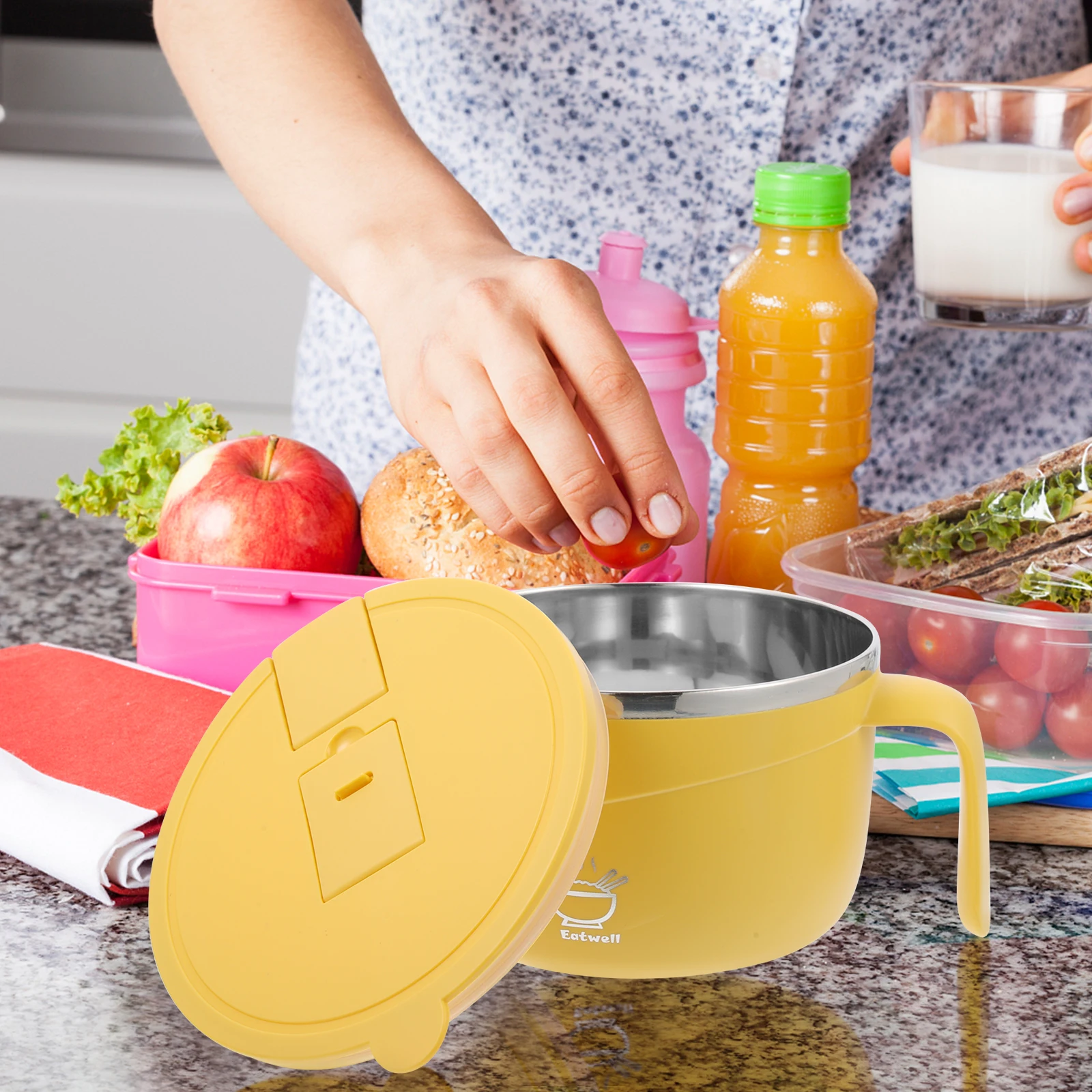 Stainless Steel Fast Food Cup Ramen Bowl Insulated Soup Leak Proof Silicone Cover Anti Scald Handle Phone Holder Reusable Bento
Stainless Steel Fast Food Cup Ramen Bowl Insulated Soup Leak Proof Silicone Cover Anti Scald Handle Phone Holder Reusable Bento