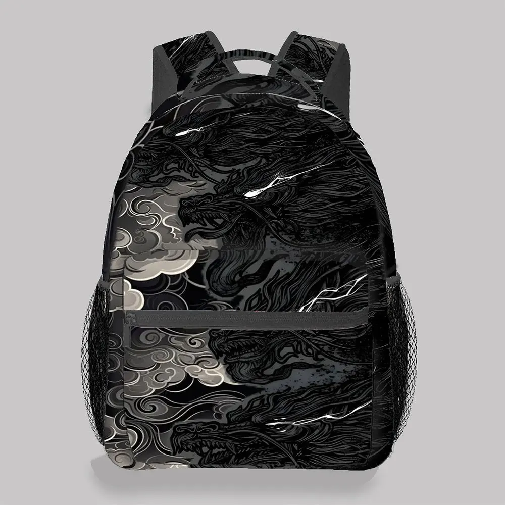 Black Chinese Dragon Print Backpack Mystical Oriental Cloud Pattern School Bag Lightweight Casual Daypack for Dragon Fans
Black Chinese Dragon Print Backpack Mystical Oriental Cloud Pattern School Bag Lightweight Casual Daypack for Dragon Fans