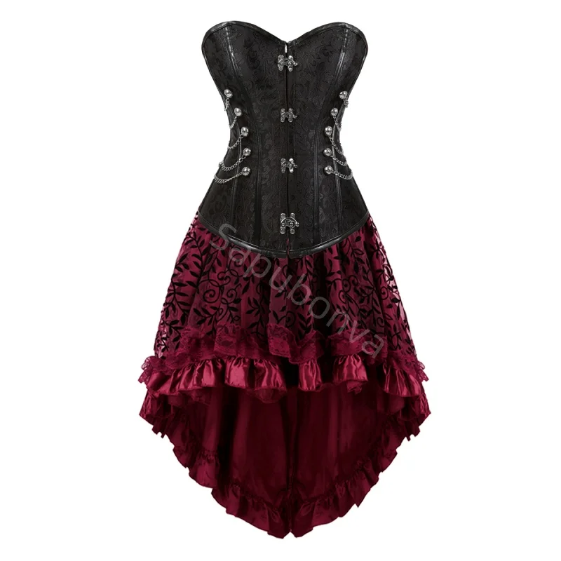 Sapubonva Corset Bustier Skirt Set Sexy Grand Steampunk Leather Clasp Corsets and Burlesque Bustiers Dresses Lace Plus Size
Sapubonva Corset Bustier Skirt Set Sexy Grand Steampunk Leather Clasp Corsets and Burlesque Bustiers Dresses Lace Plus Size