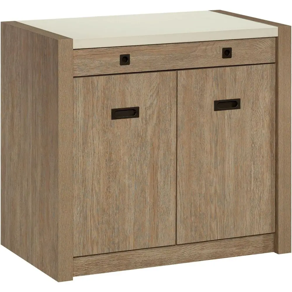 33W Storage Desk Cabinet in Brushed Oak & Pebble White Finish
33W Storage Desk Cabinet in Brushed Oak & Pebble White Finish