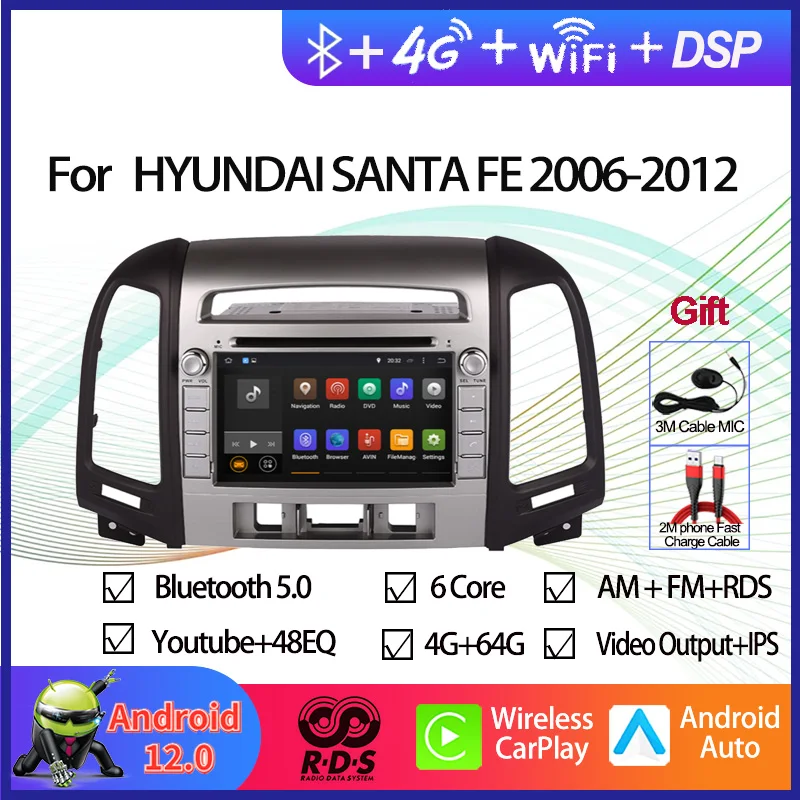 Car GPS Navigation Multimedia DVD Player For HYUNDAI SANTA FE 2006-2012 3 Holes Auto Radio Stereo With BT WiFi Mirror Link
Car GPS Navigation Multimedia DVD Player For HYUNDAI SANTA FE 2006-2012 3 Holes Auto Radio Stereo With BT WiFi Mirror Link