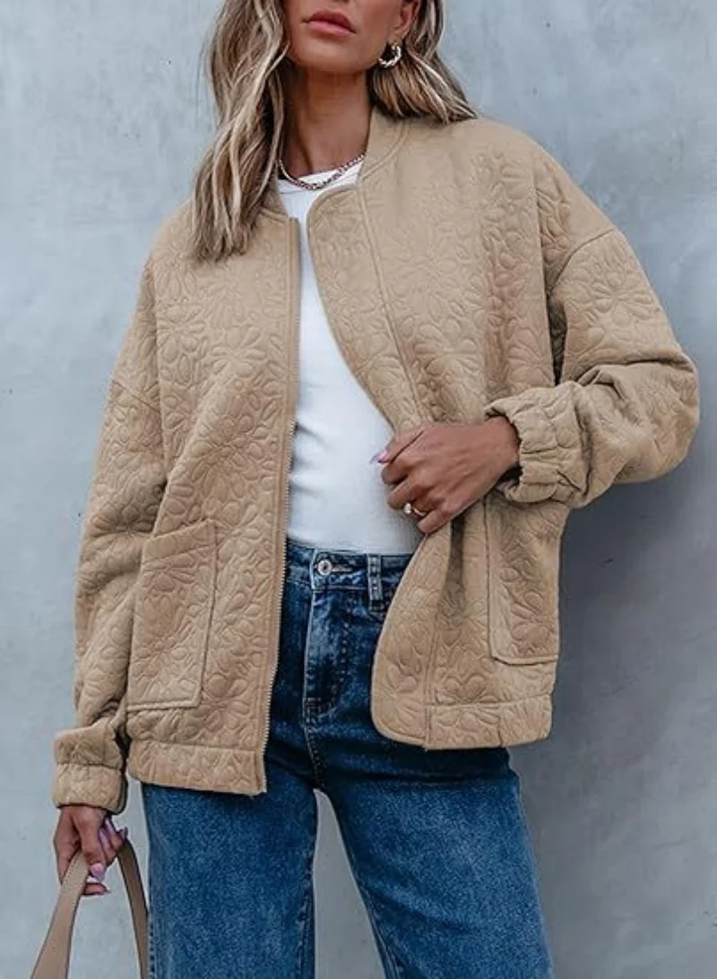 Women's Casual Style Jacquard Cardigan Long Sleeved Zipper Jacket Short Sleeved Autumn Winter New Fashion
Women's Casual Style Jacquard Cardigan Long Sleeved Zipper Jacket Short Sleeved Autumn Winter New Fashion