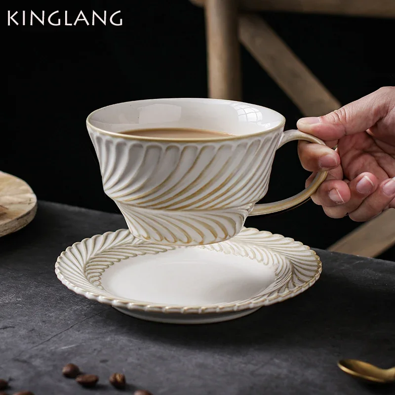 KINGLANG NEW Vintage Handmade Leaf Rim Mug Milk Cup Coffee Cup Saucer Set Couple Breakfast Mug
KINGLANG NEW Vintage Handmade Leaf Rim Mug Milk Cup Coffee Cup Saucer Set Couple Breakfast Mug