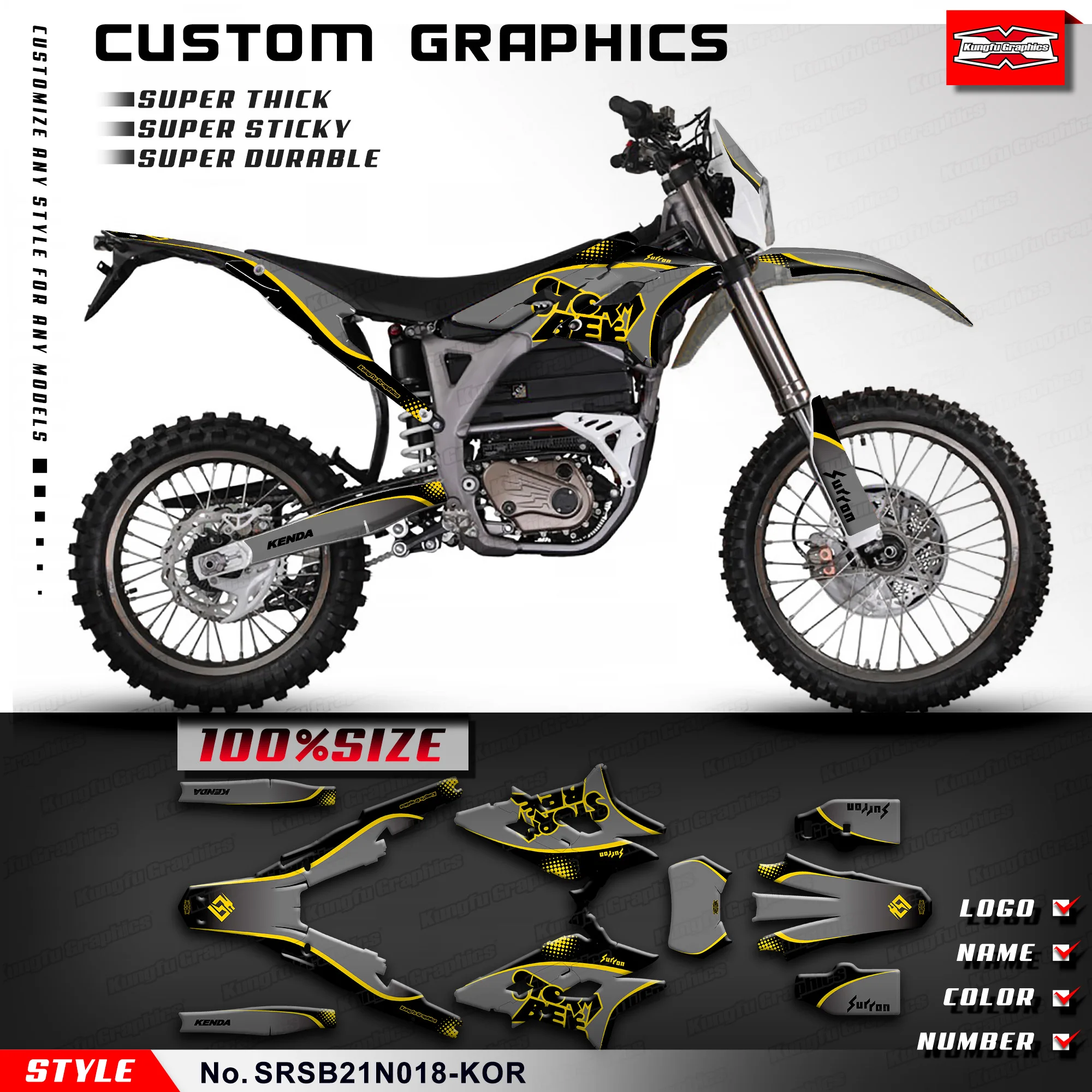 Наклейка KUNGFU GRAPHICS с графикой мотоцикла для Storm Bee Dirt eBike, SRSB21N018-KOR
Наклейка KUNGFU GRAPHICS с графикой мотоцикла для Storm Bee Dirt eBike, SRSB21N018-KOR