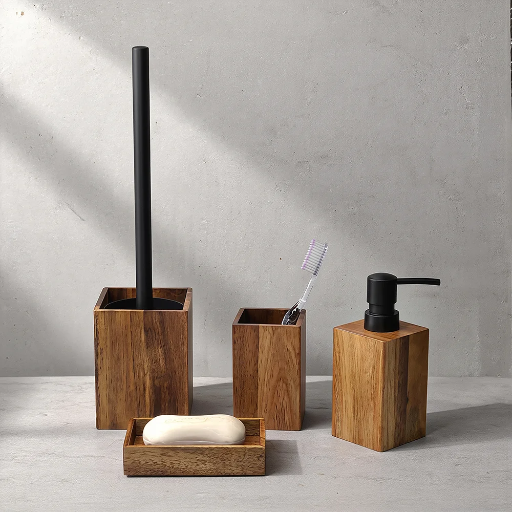 3 PCS Acacia Wood Bathroom Accessories Set Soap Dispenser Soap Dish Toothbrush Holder
3 PCS Acacia Wood Bathroom Accessories Set Soap Dispenser Soap Dish Toothbrush Holder