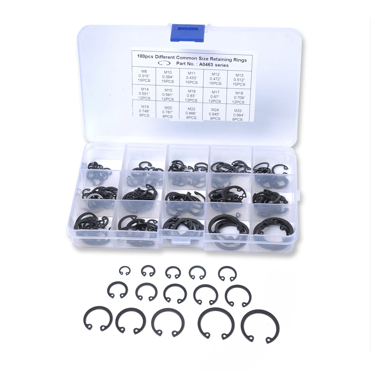 180pcs Spring Steel Circlip Kit 15 Sizes Black Oxide Finish For Automotive Industrial Machinery Tool Box Use Snap Ring
180pcs Spring Steel Circlip Kit 15 Sizes Black Oxide Finish For Automotive Industrial Machinery Tool Box Use Snap Ring