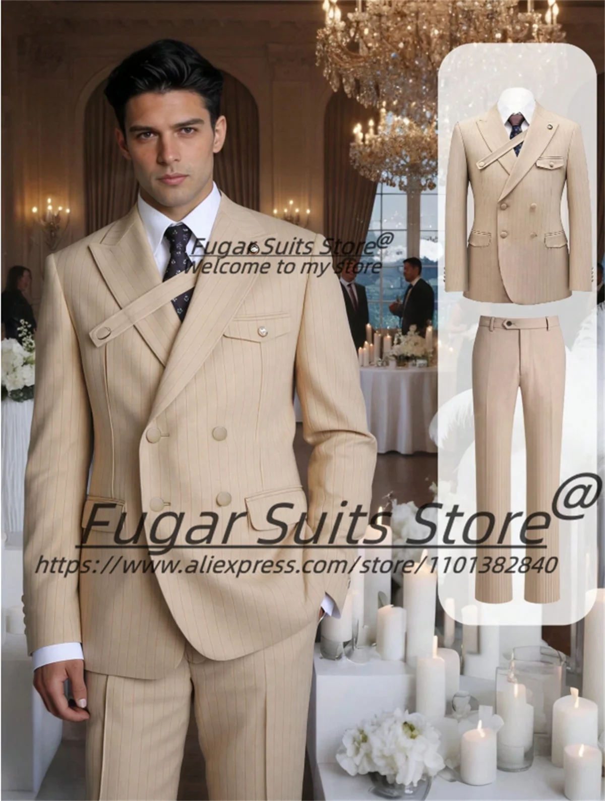 Индивидуальные приталенные мужские костюмы в полоску, двубортные свадебные смокинги для жениха, комплекты из 2 предметов, мужские вечерние пиджаки, костюм для вечеринки Homme
Индивидуальные приталенные мужские костюмы в полоску, двубортные свадебные смокинги для жениха, комплекты из 2 предметов, мужские вечерние пиджаки, костюм для вечеринки Homme