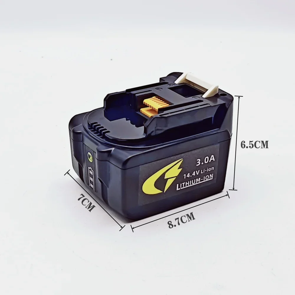 For Makita 14.4V Rechargeable Lithium-ion Battery 3.0AH for BL1430 BL1415 BL1440 196875-4 194558-0 195444-8 
For Makita 14.4V Rechargeable Lithium-ion Battery 3.0AH for BL1430 BL1415 BL1440 196875-4 194558-0 195444-8