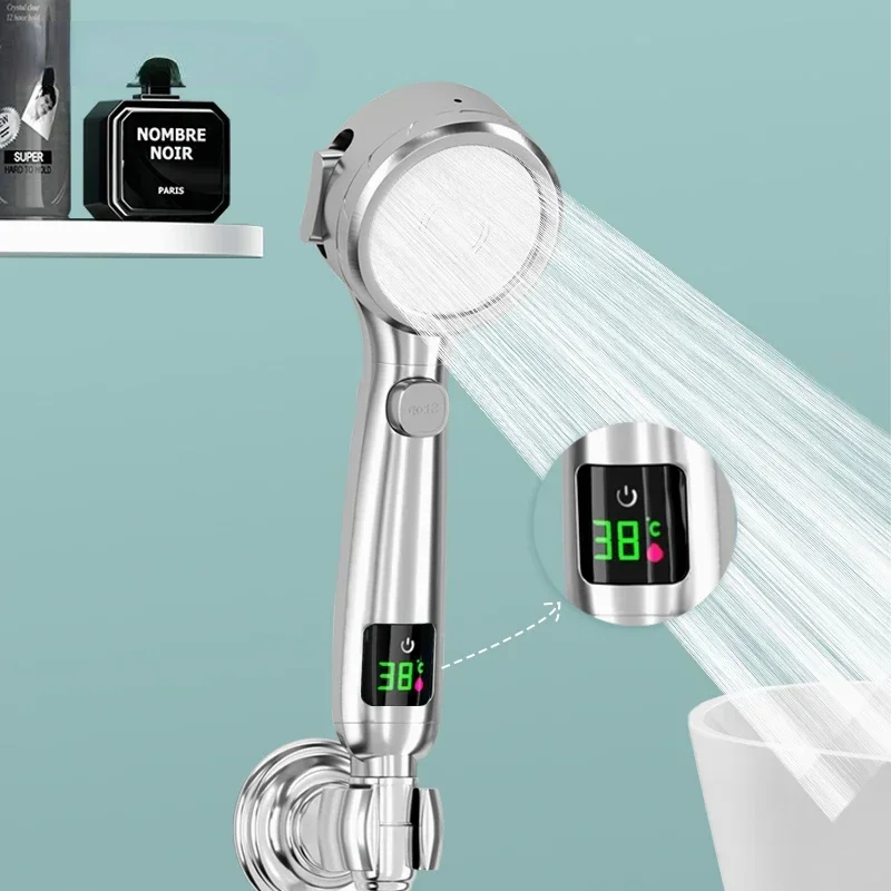 Temperature Display Shower Head Handheld No Charging Required Bathroom High Pressure Water Saving 4 Modes Bathroom Accessories
Temperature Display Shower Head Handheld No Charging Required Bathroom High Pressure Water Saving 4 Modes Bathroom Accessories