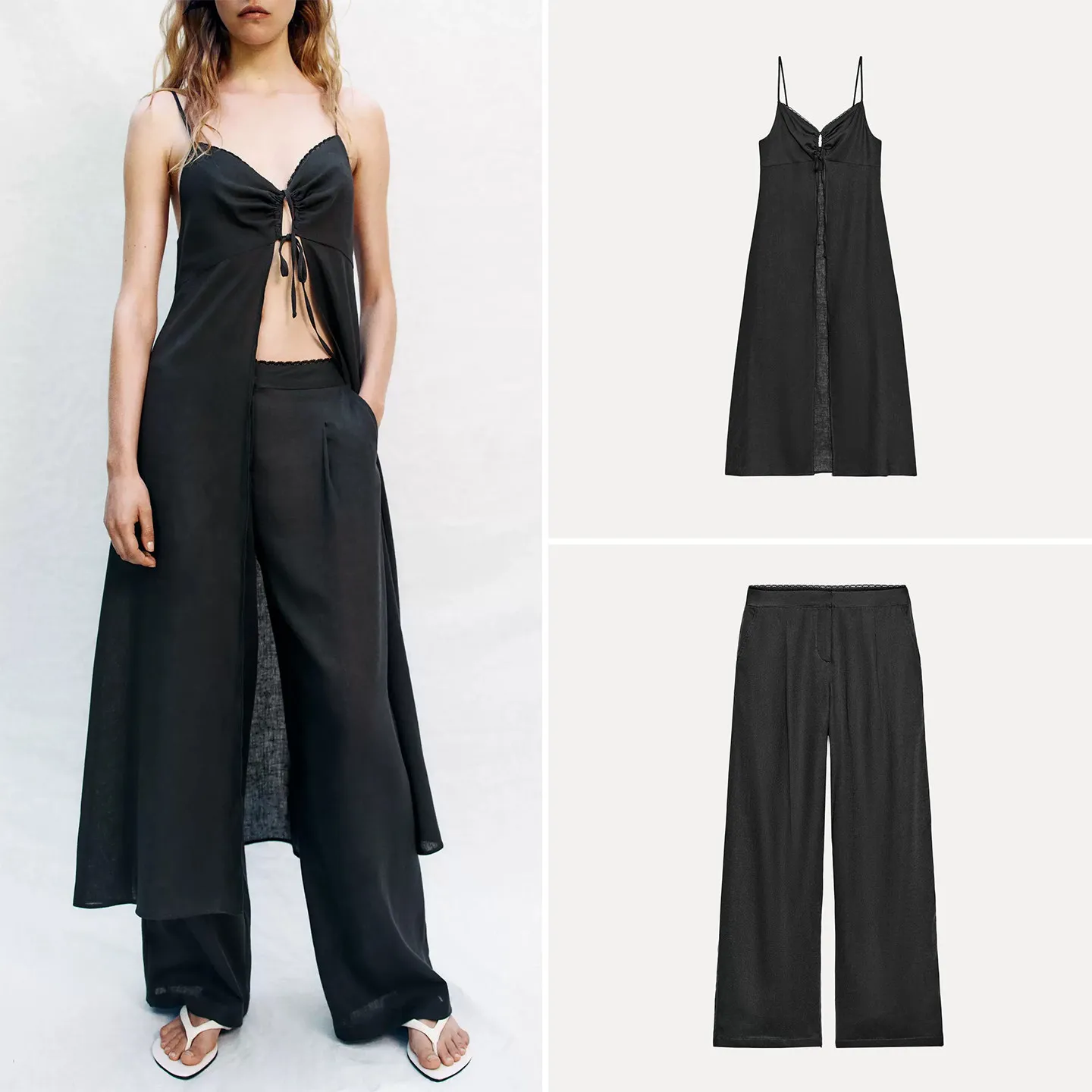 Women's Summer Fashion Set V-neck Ruffle Decorated Long Strap Top with Mid-waist Pleated Lace Straight-cut Pants
Women's Summer Fashion Set V-neck Ruffle Decorated Long Strap Top with Mid-waist Pleated Lace Straight-cut Pants