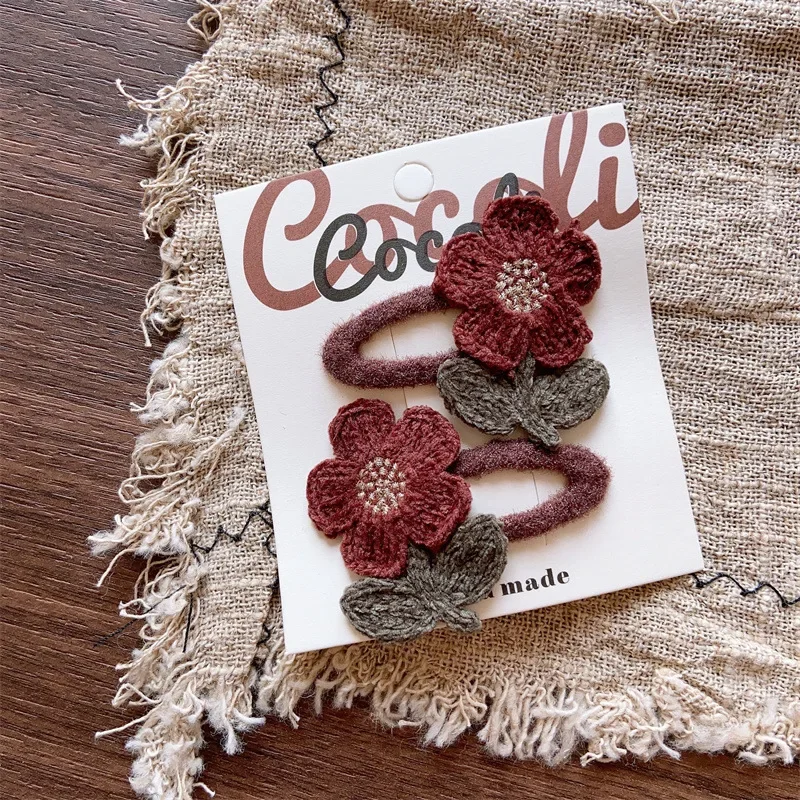 Handmade Knitted Wool Flower Hair Clips for Girls Dark Color Set of 2 Baby Toddler Daily Wear Hair Barrettes
Handmade Knitted Wool Flower Hair Clips for Girls Dark Color Set of 2 Baby Toddler Daily Wear Hair Barrettes