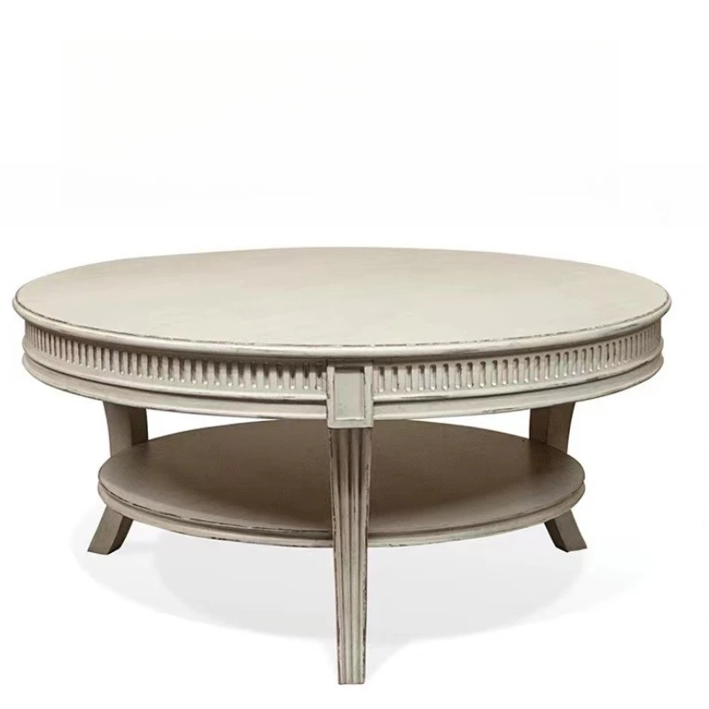American light luxury solid wood coffee table, round French retro white small apartment living room home balcony
American light luxury solid wood coffee table, round French retro white small apartment living room home balcony