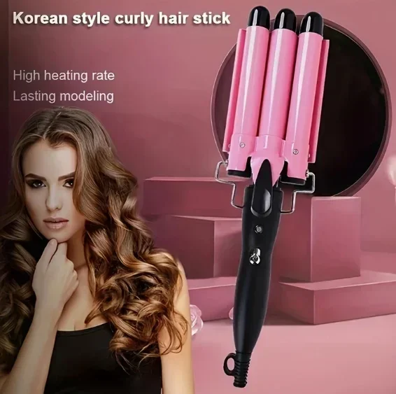 1pc Three-tube curling iron pink and brown professional curling iron is suitable for wave and curly hair modeling tools.
1pc Three-tube curling iron pink and brown professional curling iron is suitable for wave and curly hair modeling tools.
