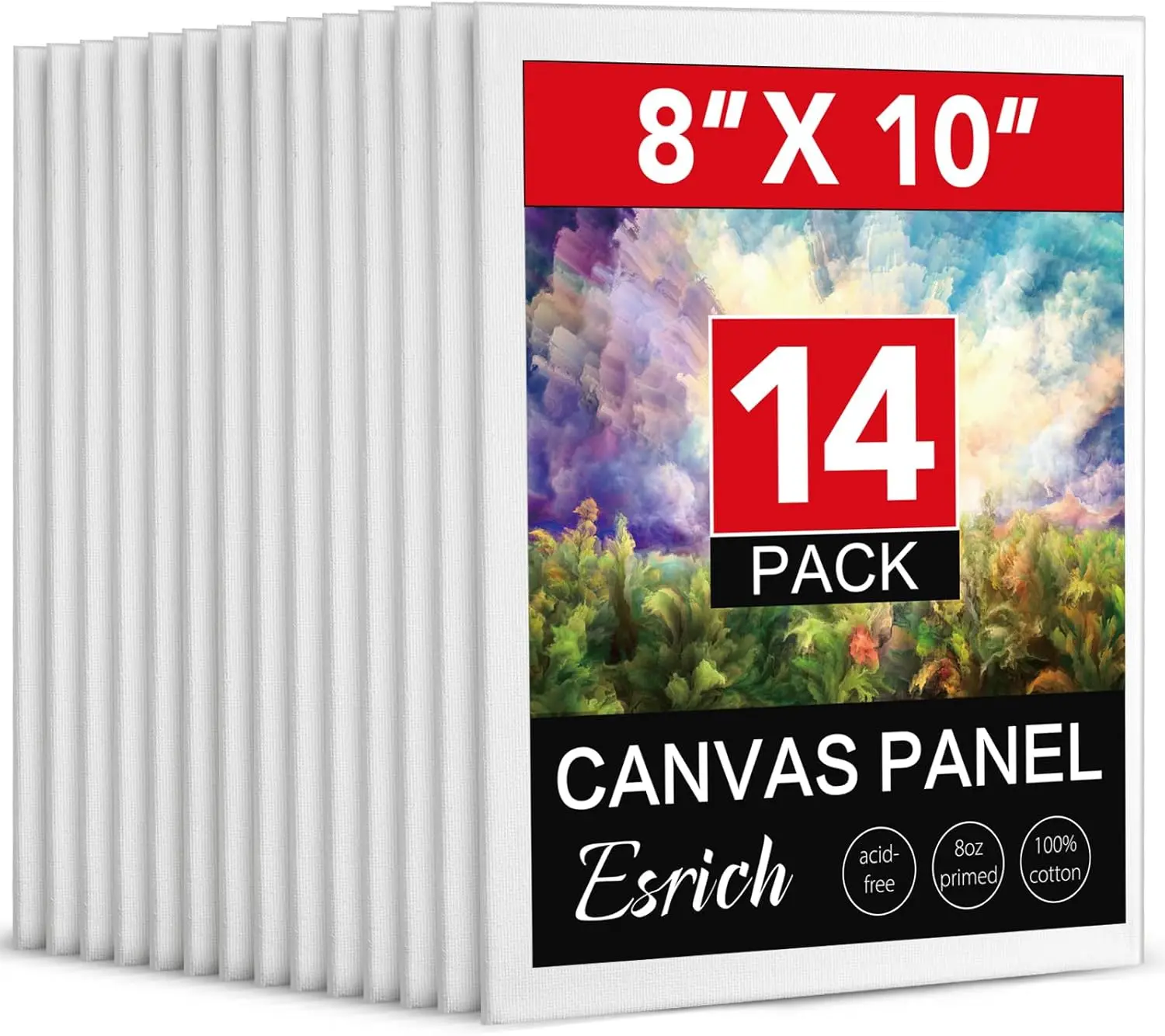 14 Pack 8x10 Blank Canvas Boards for Painting - Cotton Art Canvases for Oil, Acrylic & Watercolor
14 Pack 8x10 Blank Canvas Boards for Painting - Cotton Art Canvases for Oil, Acrylic & Watercolor