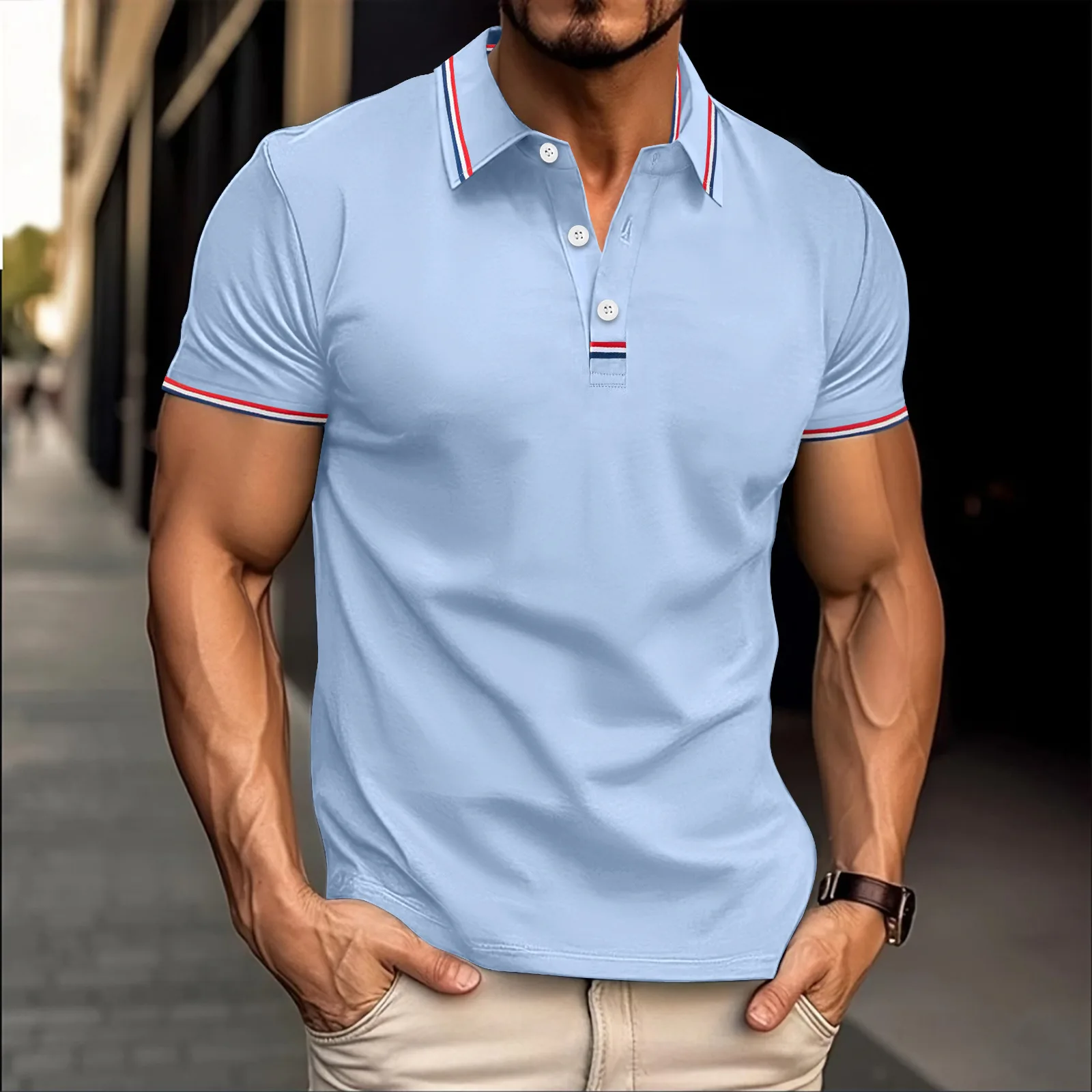 Men's Summer Casual Polo Shirt Plain Color Stylish Front Zipper Stitched Buttons Short-Sleeved Sports Shirt
Men's Summer Casual Polo Shirt Plain Color Stylish Front Zipper Stitched Buttons Short-Sleeved Sports Shirt
