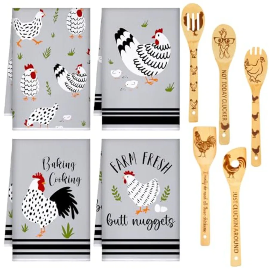 Набор из 9 кухонных декора для фермерского дома, 4 кухонных полотенца и 5 деревянных ложек, ручные чайные полотенца для рук, подарки на новоселье, Рождество Co
Набор из 9 кухонных декора для фермерского дома, 4 кухонных полотенца и 5 деревянных ложек, ручные чайные полотенца для рук, подарки на новоселье, Рождество Co