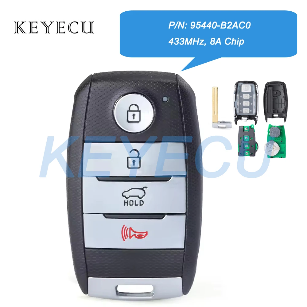 Keyecu 95440-B2AC0 433MHz 8A Chip Smart Remote Car Key Fob 4 Buttons Replacement for KIA Soul 2017 P/N: 95440-B2AC0
Keyecu 95440-B2AC0 433MHz 8A Chip Smart Remote Car Key Fob 4 Buttons Replacement for KIA Soul 2017 P/N: 95440-B2AC0