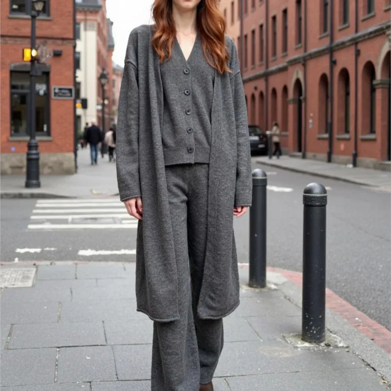 2025 зимний женский вязаный комплект в корейском стиле в стиле ретро, комплект из 3 предметов, длинные брюки, кардиган средней длины, жилет, мягкий удобный дизайн
2025 зимний женский вязаный комплект в корейском стиле в стиле ретро, комплект из 3 предметов, длинные брюки, кардиган средней длины, жилет, мягкий удобный дизайн