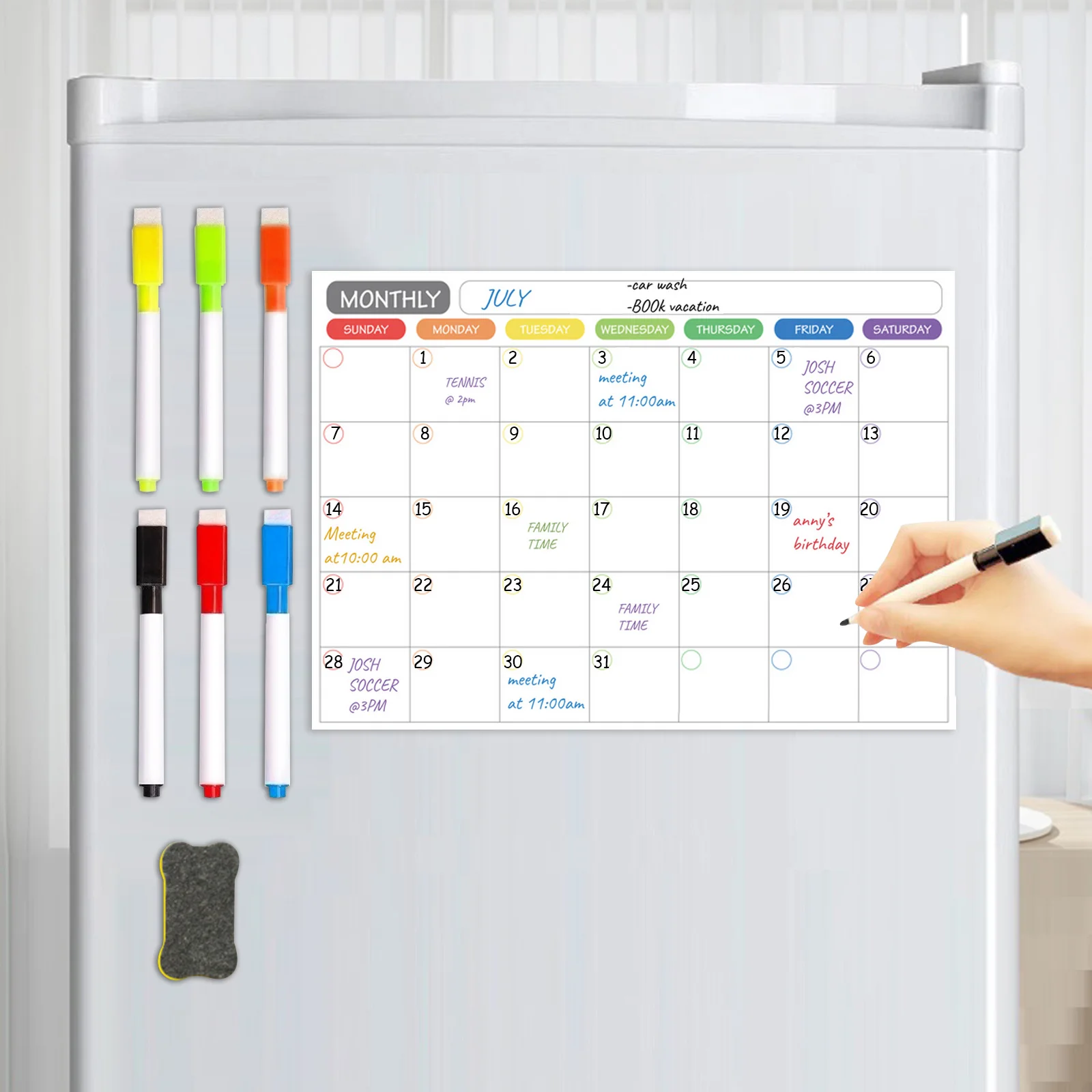Magnetic Calendar Daily Weekly Monthly Planner Dry Erase Board Refrigerator Message Board with 6 Markers 1 Eraser 40x30cm
Magnetic Calendar Daily Weekly Monthly Planner Dry Erase Board Refrigerator Message Board with 6 Markers 1 Eraser 40x30cm