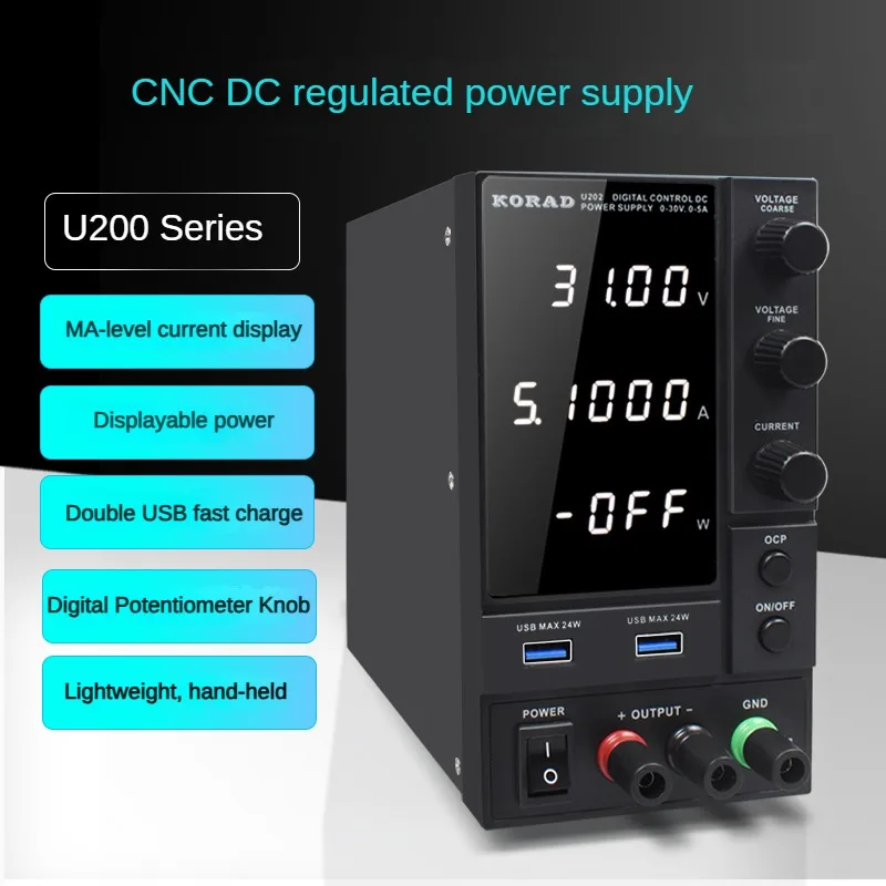 KORAD Phone Repair Dc Laboratory Adjustable Switching Power Supply U202/203 0~30V0~10A Switching power supply for TV maintenance
KORAD Phone Repair Dc Laboratory Adjustable Switching Power Supply U202/203 0~30V0~10A Switching power supply for TV maintenance