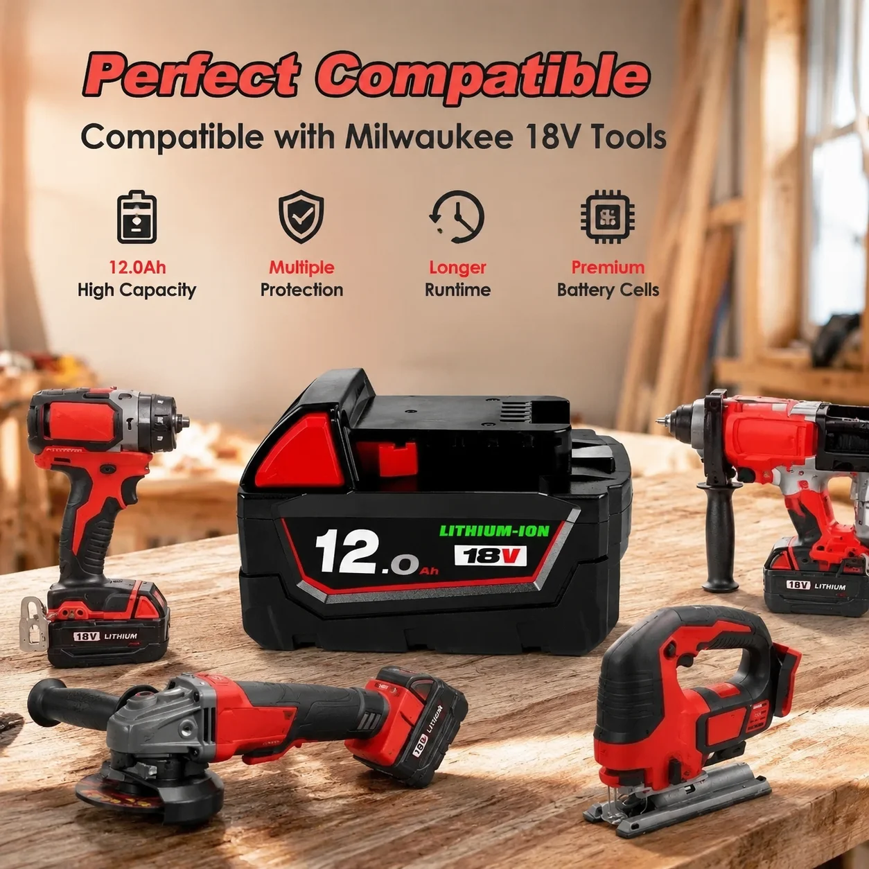 M18 18V 12Ah XC Li-Ion Battery For Milwaukee M18B5 48-11-1860 48-11-1850 48-11-1840 48-11-1820
M18 18V 12Ah XC Li-Ion Battery For Milwaukee M18B5 48-11-1860 48-11-1850 48-11-1840 48-11-1820