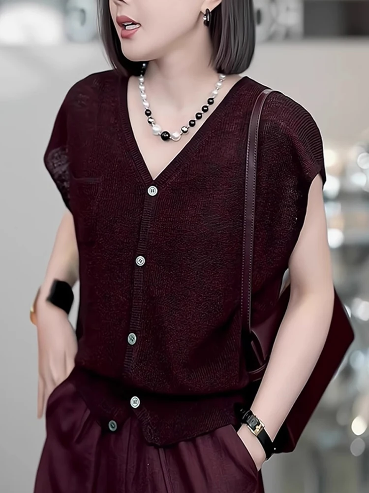 Faionable Retro ort Sve Knitted Sun Protection Casual Slimming Single Button Knitwear V-Ne Summer 2025 Women's Top
Faionable Retro ort Sve Knitted Sun Protection Casual Slimming Single Button Knitwear V-Ne Summer 2025 Women's Top